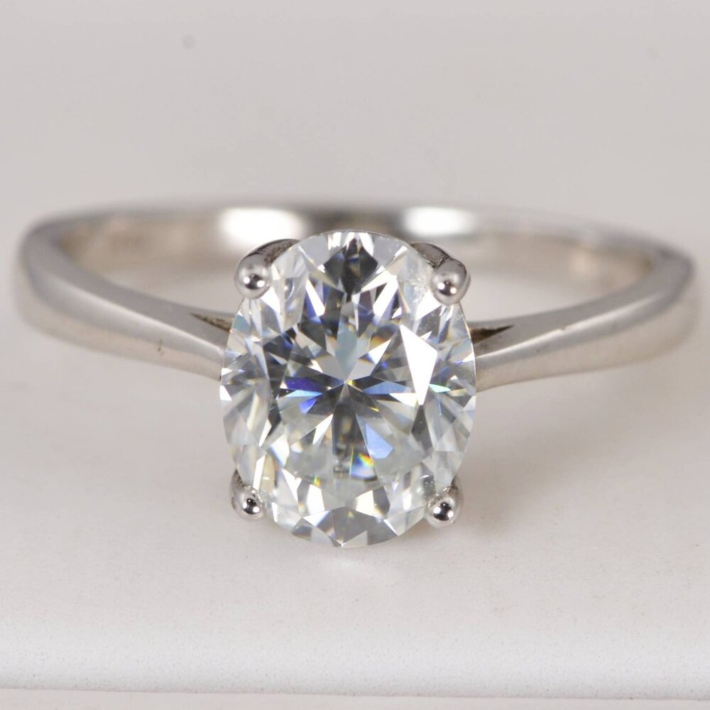 3.0ct Oval Cut Moissanite Engagement Ring sz 9